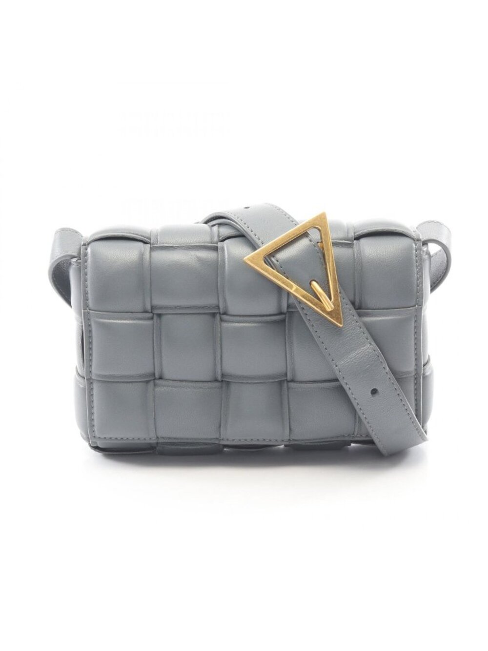 Bottega Veneta Shoulder Bag Padded Cassette Small Gray Leather Maxi Intrecciato